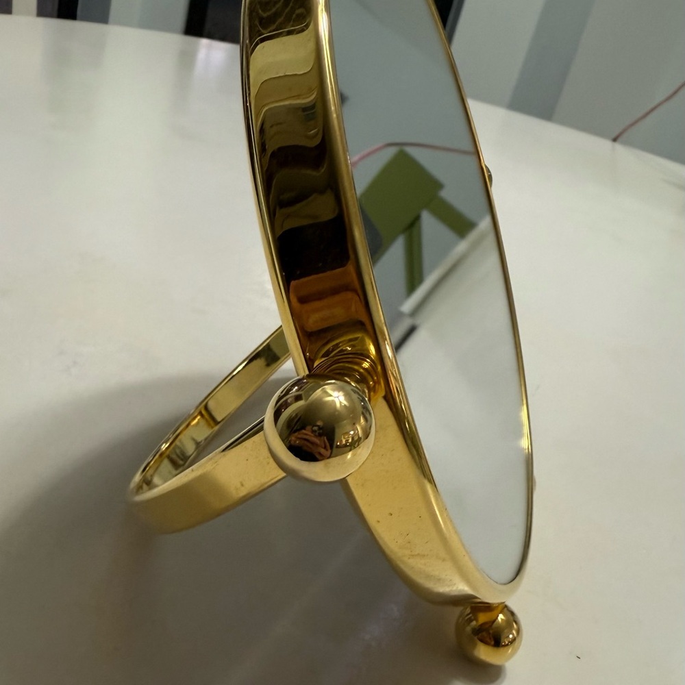 NWOT Mirror, countertop, magnifier/regular sided, gold - Picture 4 of 8